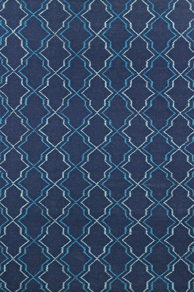 BLUE TRELLIS HAND WOVEN DHURRIE
