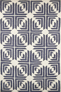 BLUE GREEK KEY HAND WOVEN DHURRIE by Imperial Knots - Image 1