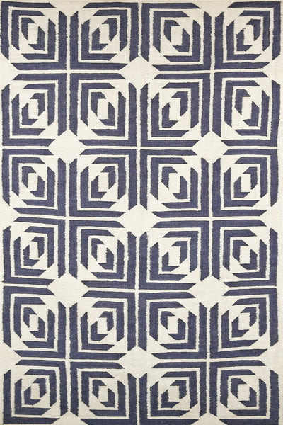 BLUE GREEK KEY HAND WOVEN DHURRIE