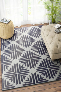 BLUE GREEK KEY HAND WOVEN DHURRIE by Imperial Knots - Image 2