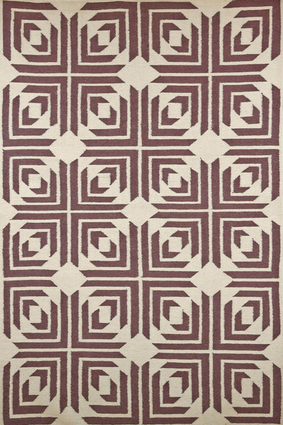 PURPLE GREEK KEY HAND WOVEN DHURRIE