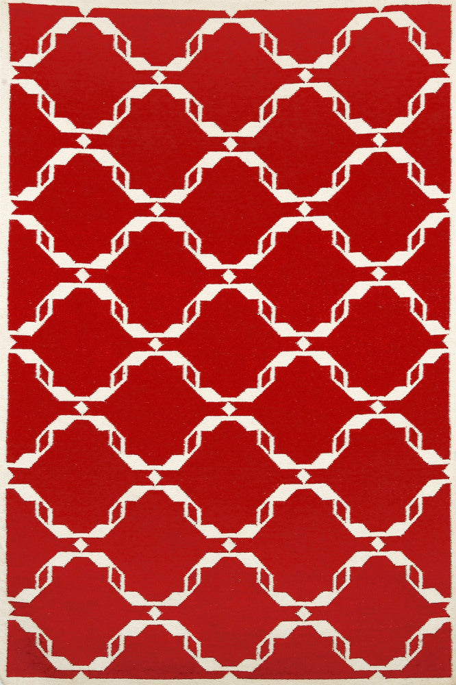 RED MOROCCAN HAND WOVEN DHURRIE