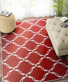 RED MOROCCAN HAND WOVEN DHURRIE by Imperial Knots - Image 2