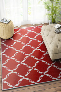 RED MOROCCAN HAND WOVEN DHURRIE by Imperial Knots - Image 2