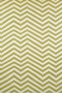 GREEN CHEVRON HAND WOVEN DHURRIE by Imperial Knots - Image 1