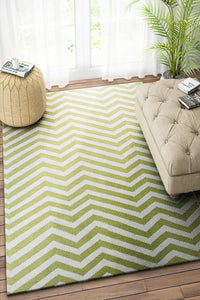 GREEN CHEVRON HAND WOVEN DHURRIE by Imperial Knots - Image 2
