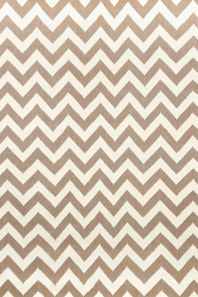 BROWN CHEVRON HAND WOVEN DHURRIE