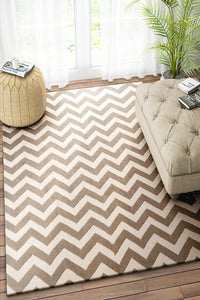 BROWN CHEVRON HAND WOVEN DHURRIE by Imperial Knots - Image 2
