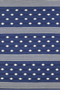 BLUE HAND WOVEN AZTEC KILIM DHURRIE by Imperial Knots - Image 1