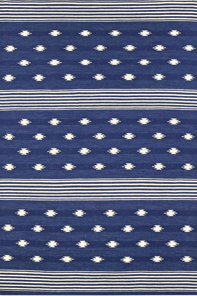 BLUE HAND WOVEN AZTEC KILIM DHURRIE