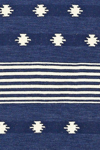 BLUE HAND WOVEN AZTEC KILIM DHURRIE by Imperial Knots - Image 3