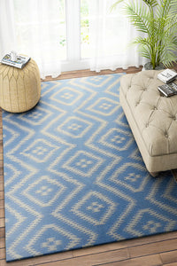BLUE AZTEC HAND WOVEN KILIM DHURRIE by Imperial Knots - Image 2