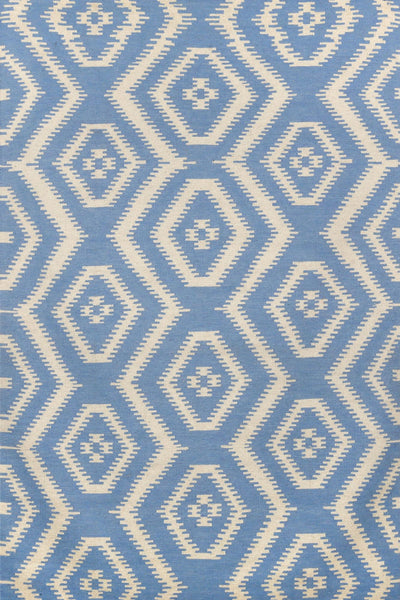 BLUE AZTEC HAND WOVEN KILIM DHURRIE