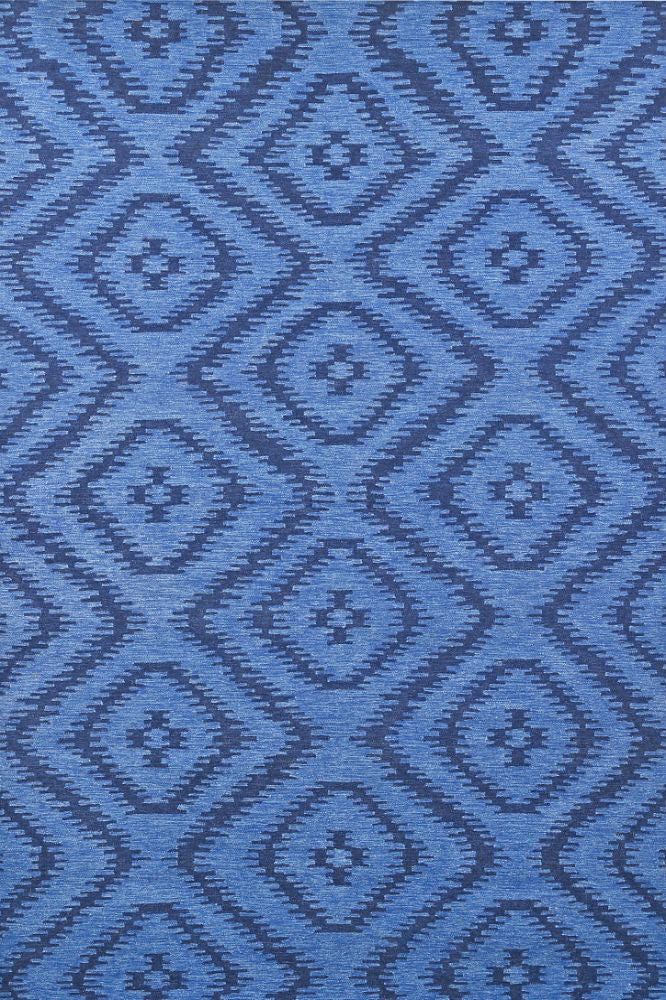 BLUE AZTEC HAND WOVEN KILIM DHURRIE
