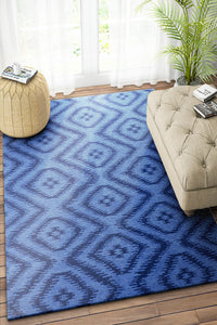 BLUE AZTEC HAND WOVEN KILIM DHURRIE by Imperial Knots - Image 2