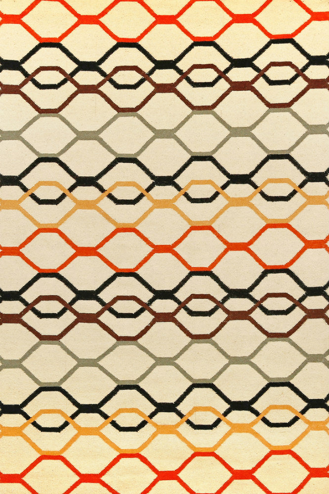 MULTICOLOR LINKS HAND WOVEN DHURRIE by Imperial Knots - Image 1