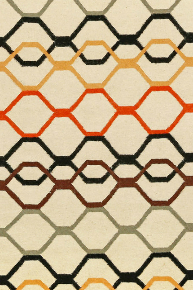 MULTICOLOR LINKS HAND WOVEN DHURRIE by Imperial Knots - Image 3