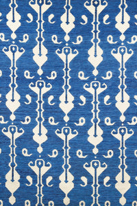 BLUE IKAT HAND WOVEN KILIM DHURRIE by Imperial Knots - Image 1