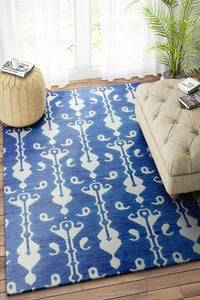BLUE IKAT HAND WOVEN KILIM DHURRIE by Imperial Knots - Image 2