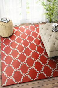 RED MOROCCAN HAND WOVEN DHURRIE by Imperial Knots - Image 2