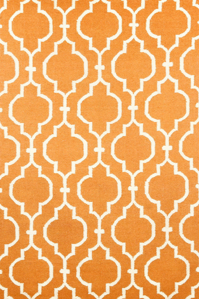 ORANGE MOROCCAN HAND WOVEN DHURRIE