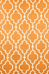 Orange moroccan hand woven dhurrie wool hand-woven rug for bedroom
