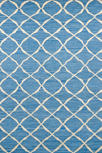 BLUE MOROCCAN HAND WOVEN DHURRIE by Imperial Knots - Image 1