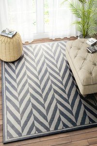 GREY AND IVORY CHEVRON HAND WOVEN DHURRIE by Imperial Knots - Image 2