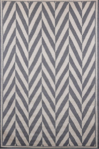 GREY AND IVORY CHEVRON HAND WOVEN DHURRIE by Imperial Knots - Image 1