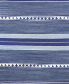 BLUE STRIPES HAND WOVEN DHURRIE by Imperial Knots - Image 1