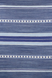 Blue stripes hand woven dhurrie wool hand-woven rug for living room