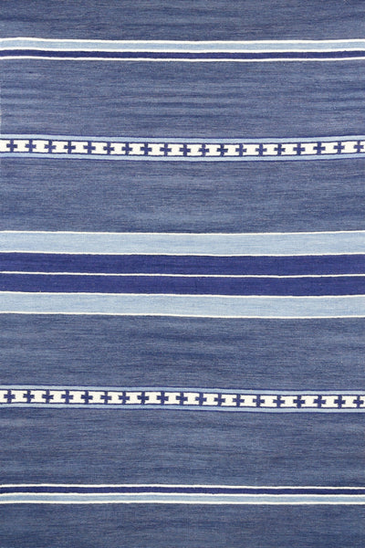 BLUE STRIPES HAND WOVEN DHURRIE