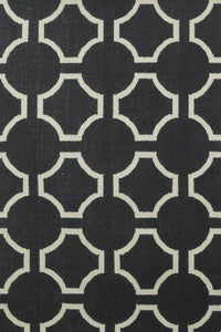 BLACK AND WHITE LINKS HAND WOVEN DHURRIE by Imperial Knots - Image 1