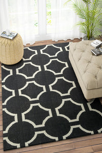 BLACK AND WHITE LINKS HAND WOVEN DHURRIE by Imperial Knots - Image 2