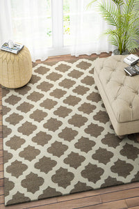 BROWN AND IVORY MOROCCAN HAND WOVEN DHURRIE by Imperial Knots - Image 2