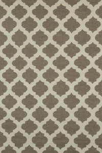 BROWN AND IVORY MOROCCAN HAND WOVEN DHURRIE by Imperial Knots - Image 1