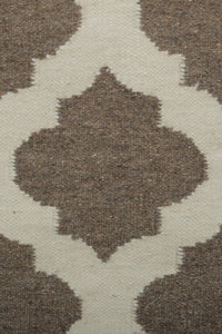 BROWN AND IVORY MOROCCAN HAND WOVEN DHURRIE by Imperial Knots - Image 3