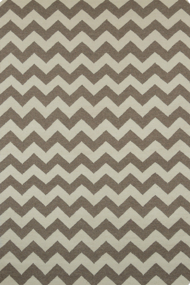BROWN CHEVRON HAND WOVEN DHURRIE