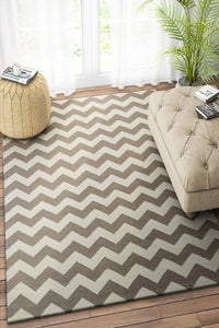 BROWN CHEVRON HAND WOVEN DHURRIE by Imperial Knots - Image 2