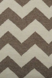BROWN CHEVRON HAND WOVEN DHURRIE by Imperial Knots - Image 3