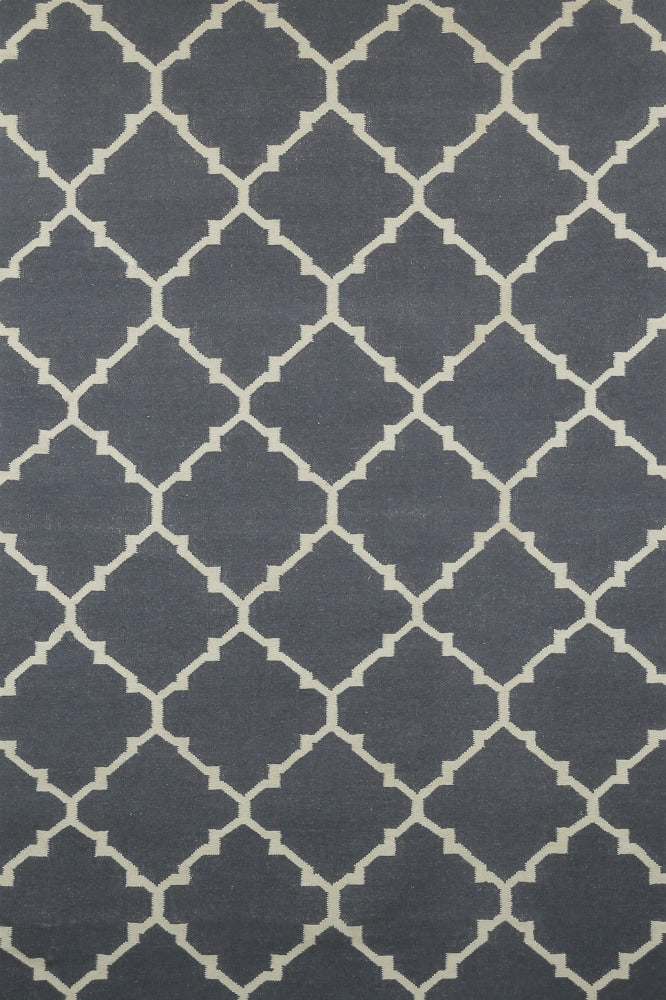 GREY CHARCOAL MOROCCAN HAND WOVEN DHURRIE by Imperial Knots - Image 1