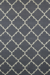 Grey charcoal moroccan hand woven dhurrie wool hand-woven rug for bedroom
