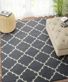 GREY CHARCOAL MOROCCAN HAND WOVEN DHURRIE by Imperial Knots - Image 2