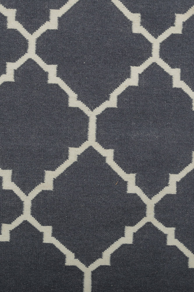 GREY CHARCOAL MOROCCAN HAND WOVEN DHURRIE by Imperial Knots - Image 3