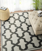 BLACK AND WHITE TRELLIS HAND WOVEN DHURRIE by Imperial Knots - Image 2