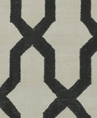 BLACK AND WHITE TRELLIS HAND WOVEN DHURRIE by Imperial Knots - Image 3