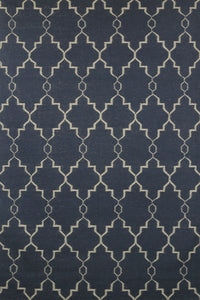 Blue moroccan hand woven dhurrie wool hand-woven rug for bedroom