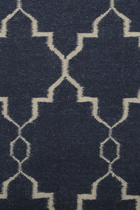 BLUE MOROCCAN HAND WOVEN DHURRIE by Imperial Knots - Image 3
