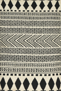 MONOCROME TRIBAL HAND WOVEN DHURRIE by Imperial Knots - Image 1