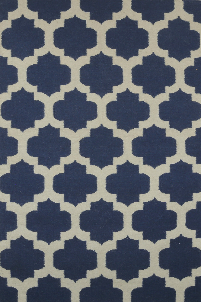 BLUE MOROCCAN HAND WOVEN DHURRIE